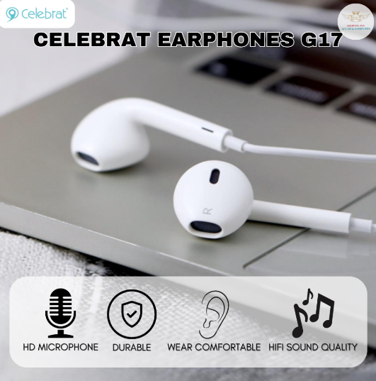 Tai nghe nhét tai có dây cổng lightning Celebrat G17 cho IOS có Mic - Hàng chính hãng