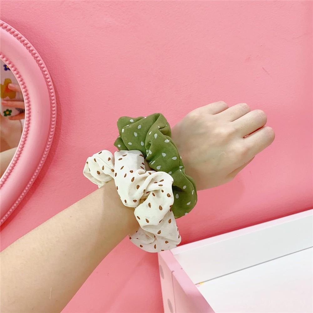 Buộc tóc scrunchies Buộc tóc chấm bi 1021N