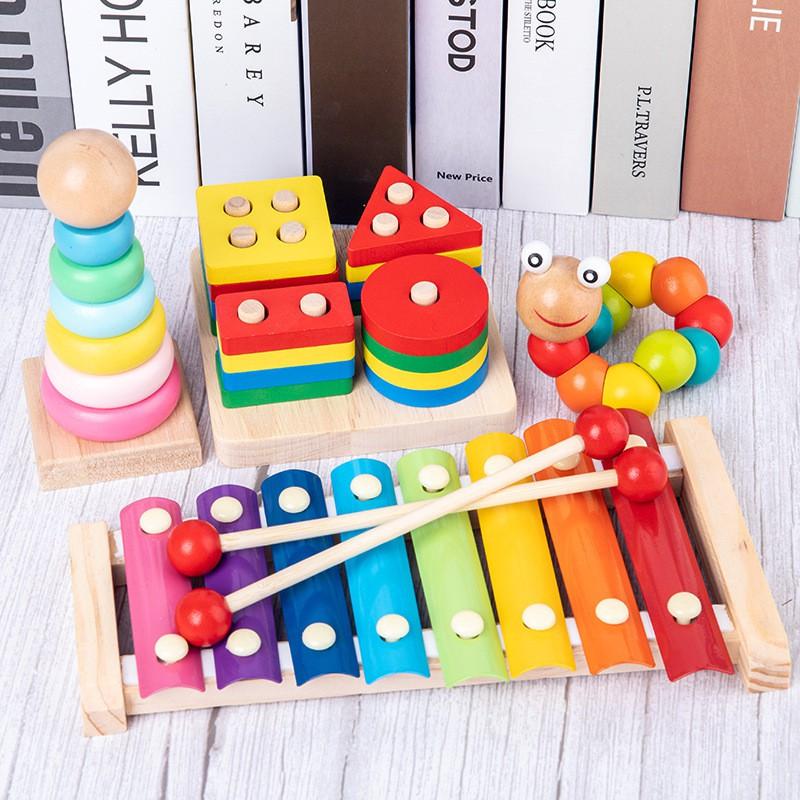 Bộ đồ chơi gỗ Foxi-Đồ chơi trẻ em thông minh-xâu hạt làm toán Montessori sáng tạo-khéo léo-siêu rẻ