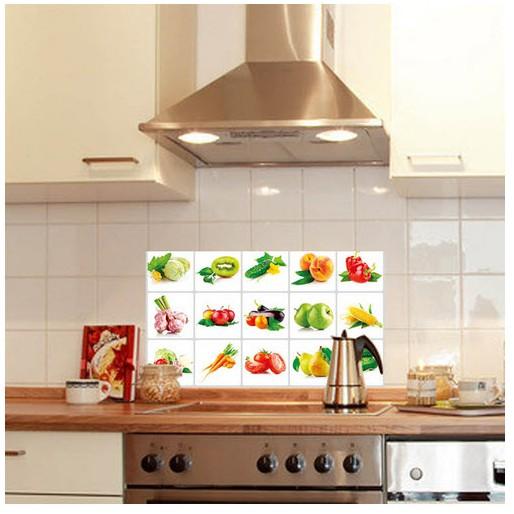 Decal dán bếp tráng nhôm cách nhiệt - Trái cây rau củ phân loại