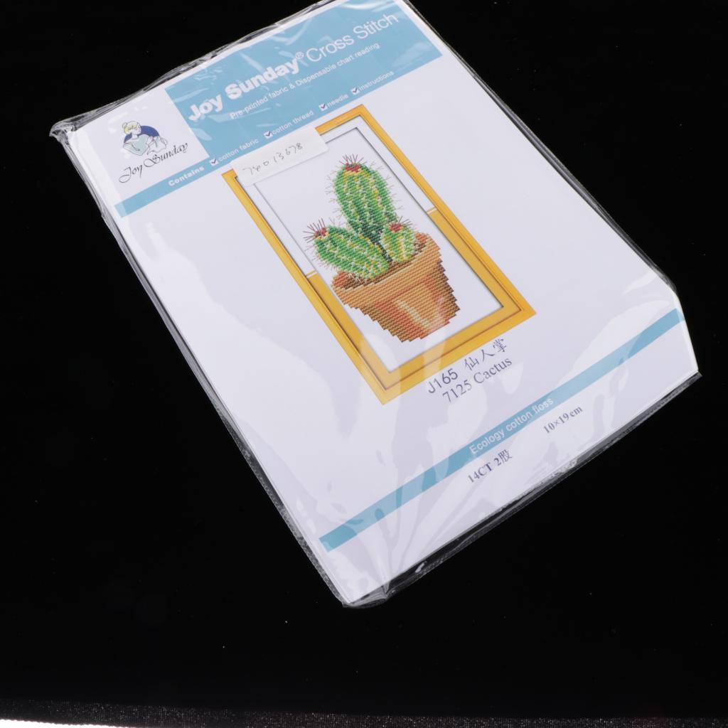 Cactus Pre-printed Stamped Cross Stitch Kit Needlework DIY Home Wall Arts