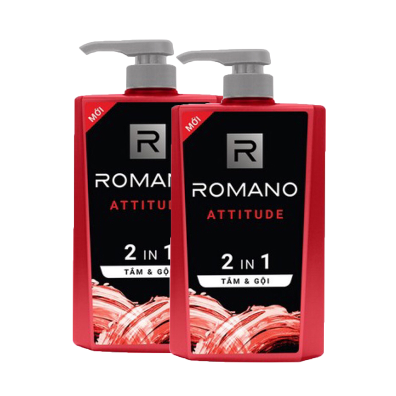 Bộ 2 chai Tắm Gội 2in1 Romano Attitude (650ml*2)+ Tặng 10 gói dầu gội Romano