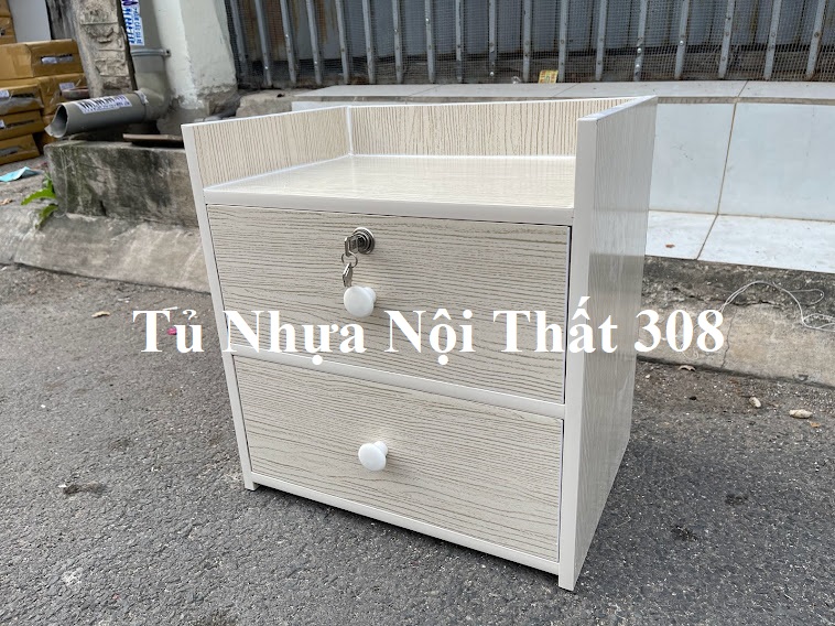 Tủ, Kệ Đầu Giường Nhựa Đài Loan Cao 45,5cm Ngang 43cm Sâu 31cm Màu Gỗ Sồi K193