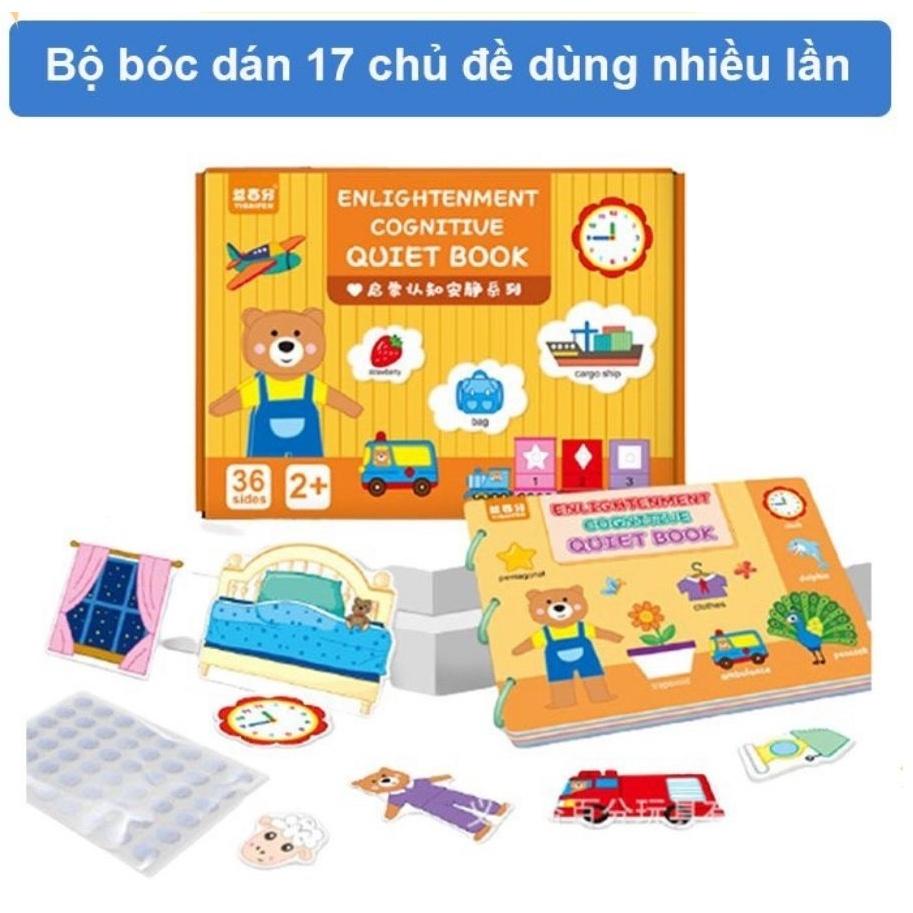 Học liệu bóc dán Montessori 17 chủ đề cho bé, đồ chơi bảng bận rộn busy tiếng Anh