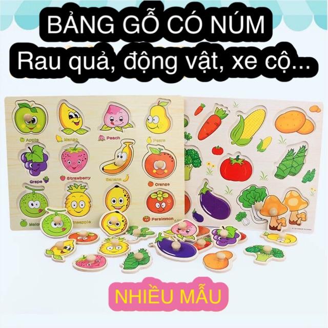 BẢNG GỖ CÓ NÚM (rau củ quả, động vật, xe cộ)