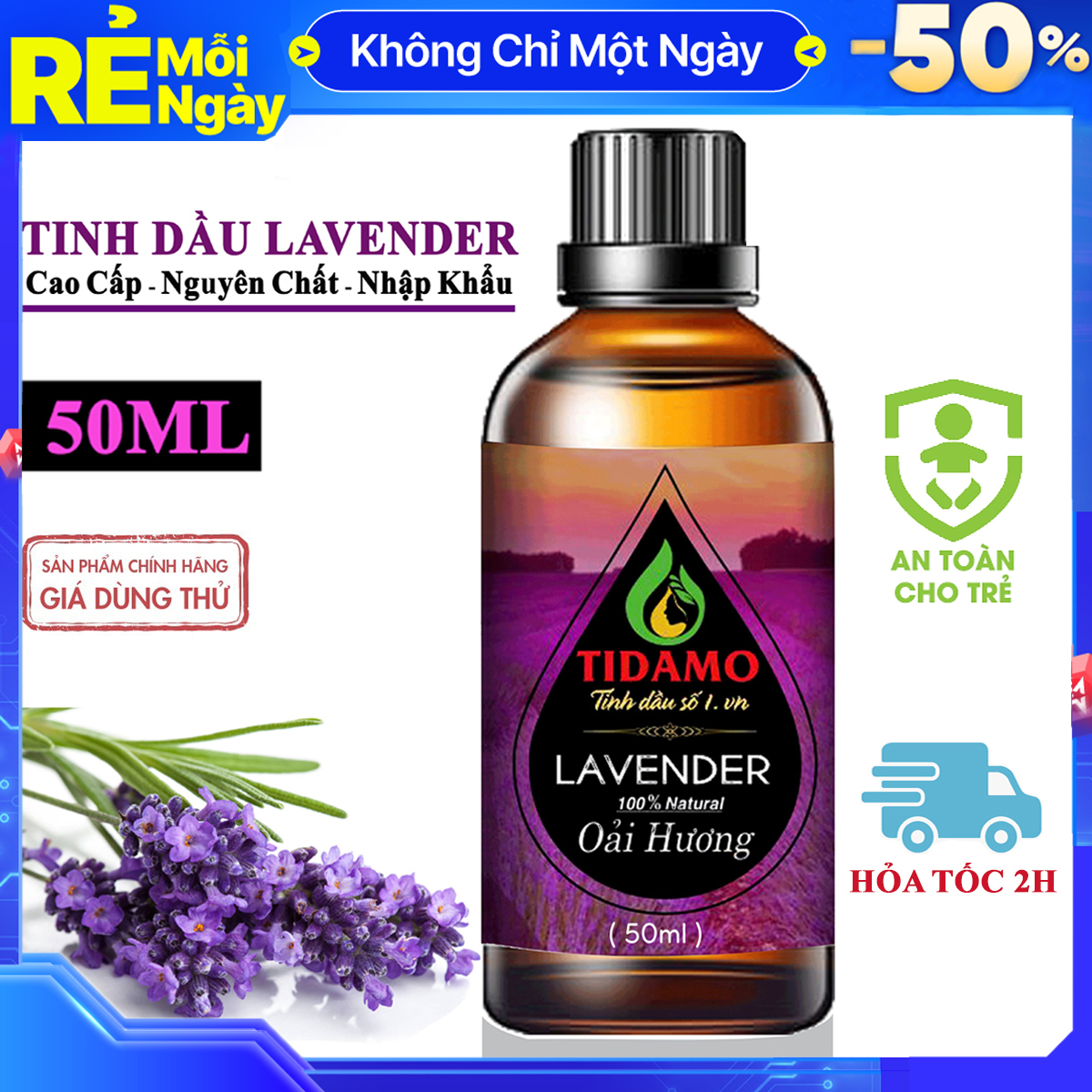 Tinh Dầu Lavender Nguyên Chất Nhập Khẩu 50ML (Oải Hương), Tinh Dầu Xông Phòng Oải Hương Giúp Thư giản, Khử Trùng Và Bảo Vệ Sức Khỏe, Sử Dụng Với Máy Xông Tinh Dầu Cho Gia Đình Và Văn Phòng