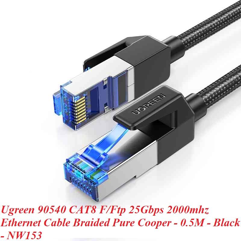 Ugreen UG90540NW153TK 0.5M 25Gbps 2000mhz Màu Đen Cáp mạng CAT8 F/FTP lõi đồng nguyên chất - HÀNG CHÍNH HÃNG