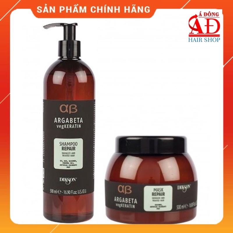 BỘ DẦU GỘI Ủ DIKSON ARGABETA KERATIN REPAIR PHỤC HỒI TÓC HƯ TỔN ITALY 500ML