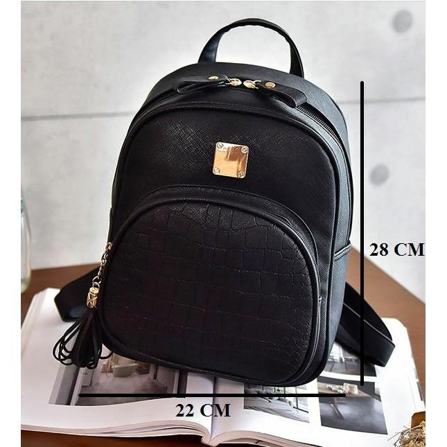 Balo Da Thời Trang Vân Cá Sấu Đen
