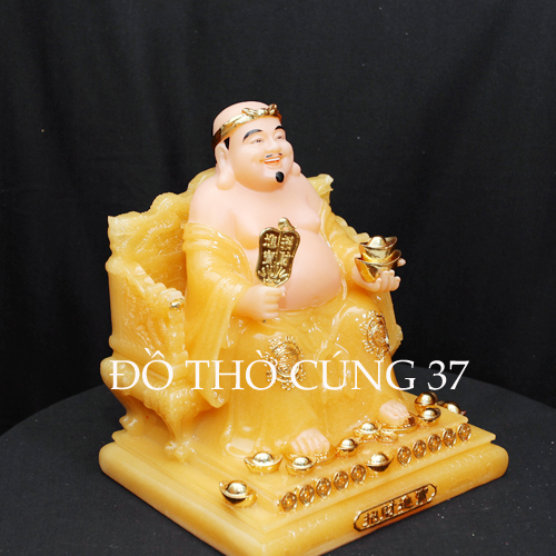 [ Cao 20 cm ] TƯỢNG THẦN TÀI  THỔ ĐỊA  MÀU VÀNG - ĐẾ TRÒN [ BỘT ĐÁ + COMPOSITE ]
