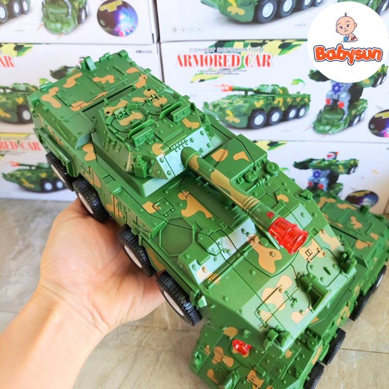 Đồ Chơi Xe Tăng Biến Hình Thành Robot Chạy Pin- Có Đèn Nhạc Vui Nhộn Combat Tank