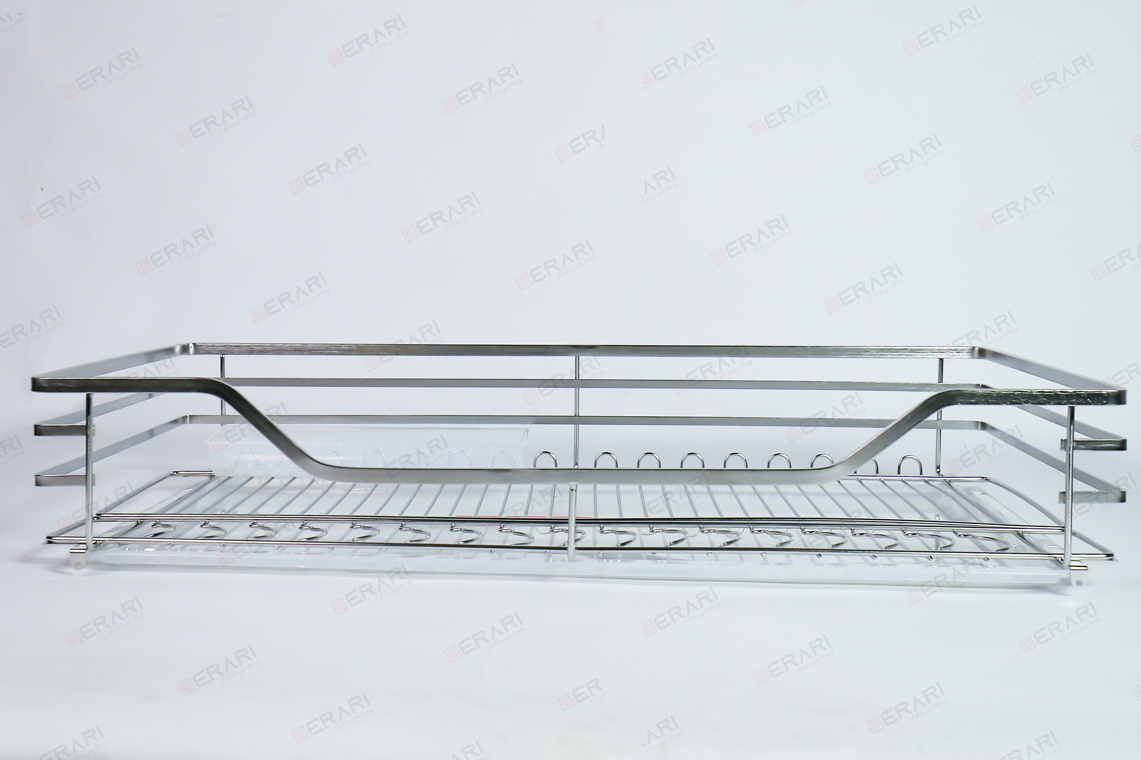 Giá đựng xoong nồi bát đĩa 1 tầng bằng inox (Kệ xoong nồi nan dẹt Gerari chất liệu Inox 304 bóng mờ cao cấp)