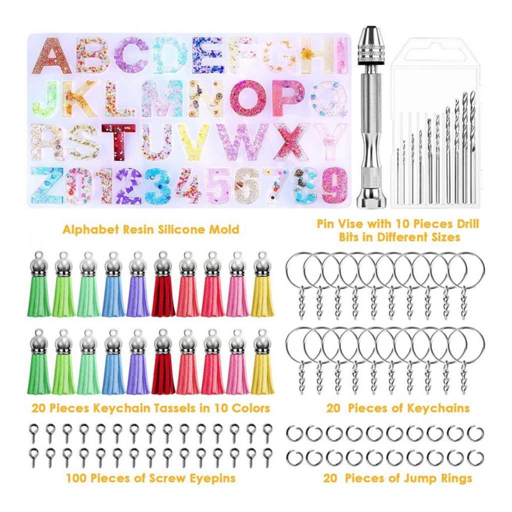 172pcs Kit Resin Alphabet Number Silicone Mold DIY Craft Casting Resin Mould Set