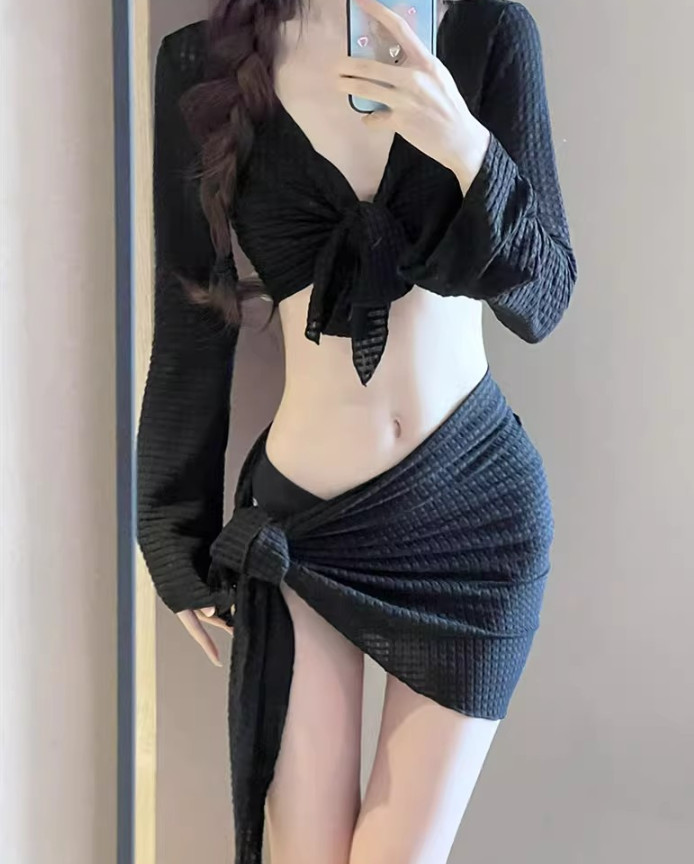 Bikini 4 Chi Tiết Tay Dài - Váy Quây - Mẫu Mới Trẻ Trung Dễ Thương BK002 MayHomes Đồ Bơi Nữ Nhiều Mảnh