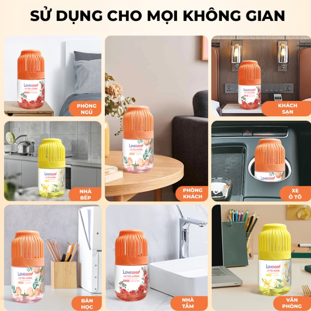 Lọ tỏa hương Loveseed hương thơm tự nhiên dễ chịu khử mùi sáp thơm phòng thế hệ mới 60 ngày - Dung tích 200m