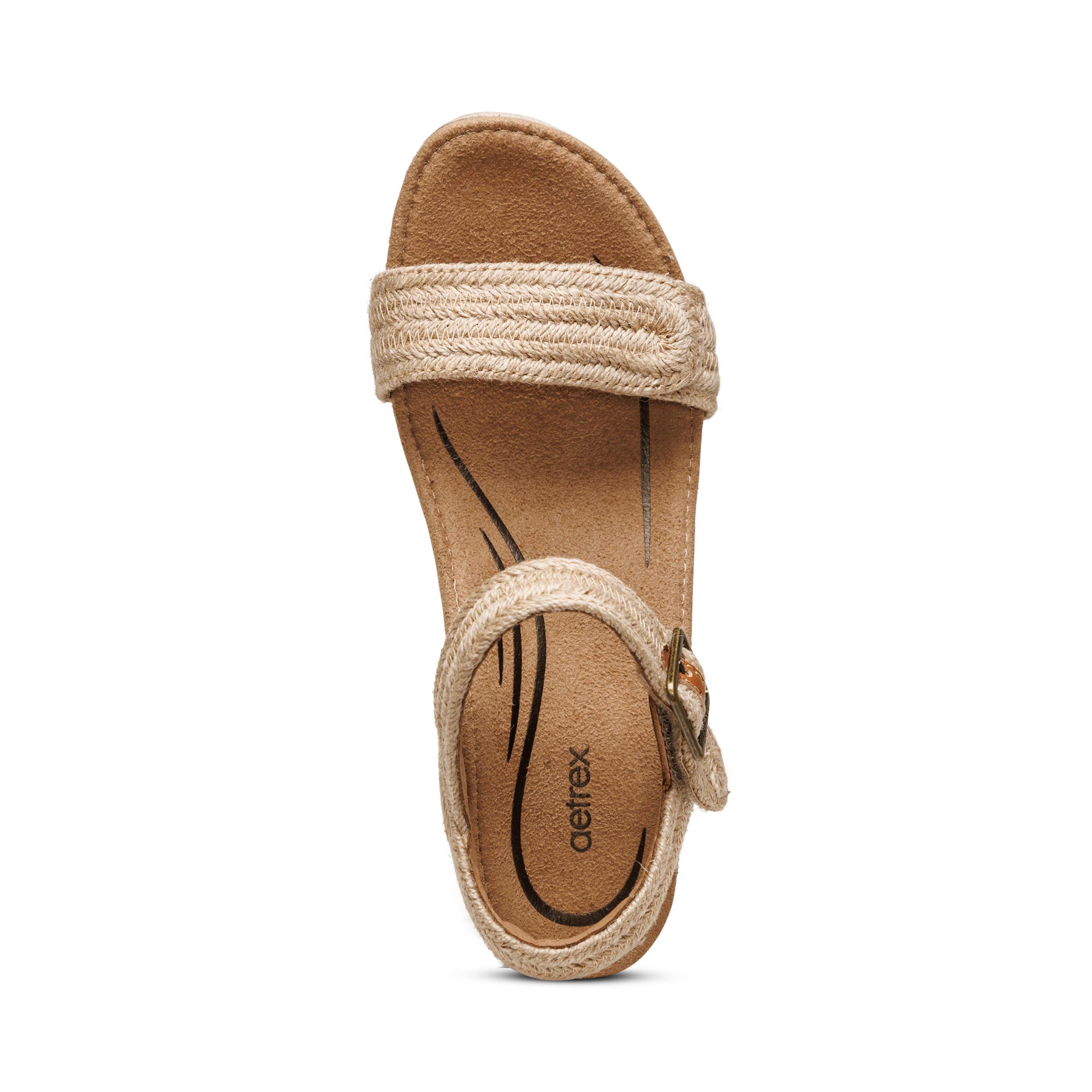 Sandal cao gót sức khỏe nữ Aetrex Sydney Natural - Giày đế xuồng cao 8p. đệm nâng vòm siêu mềm