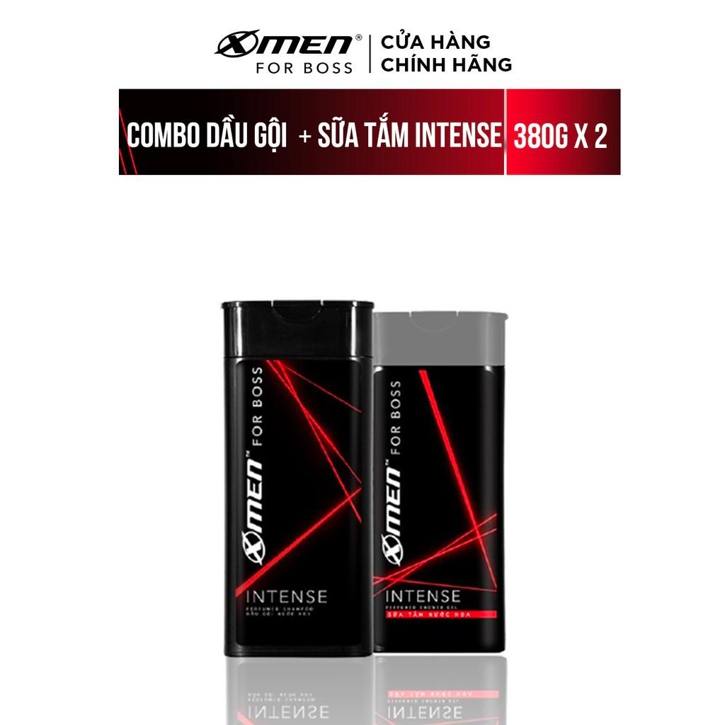 Combo dùng thử Dầu gội - Sữa tắm X-men For Boss Intense hương trầm ấm 380g/Chai