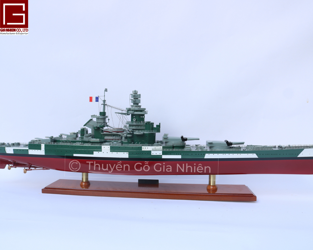 Mô Hình Thuyền Gỗ Phong Thủy Dạng Thuyền Chiến FRENCH BATTLESHIP RICHELIEU Chính Hãng Hàng Xuất Khẩu Chất Lượng Cao (Giá