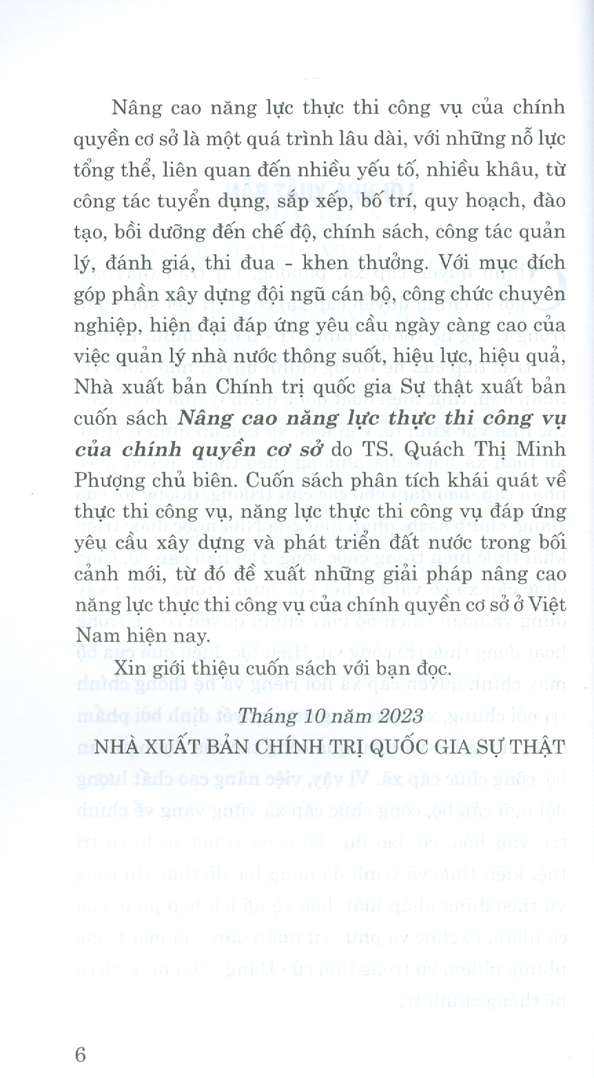 Nâng Cao Năng Lực Thực Thi Công Vụ Của Chính Quyền Cơ Sở