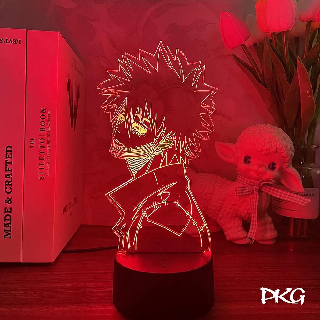 Đèn Ngủ Led 3D Hình Dabi Học Viện Anh Hùng Manga Quà Tặng Trang Trí cảm ứng có Điều khiển từ xa nháy sáng 16 màu