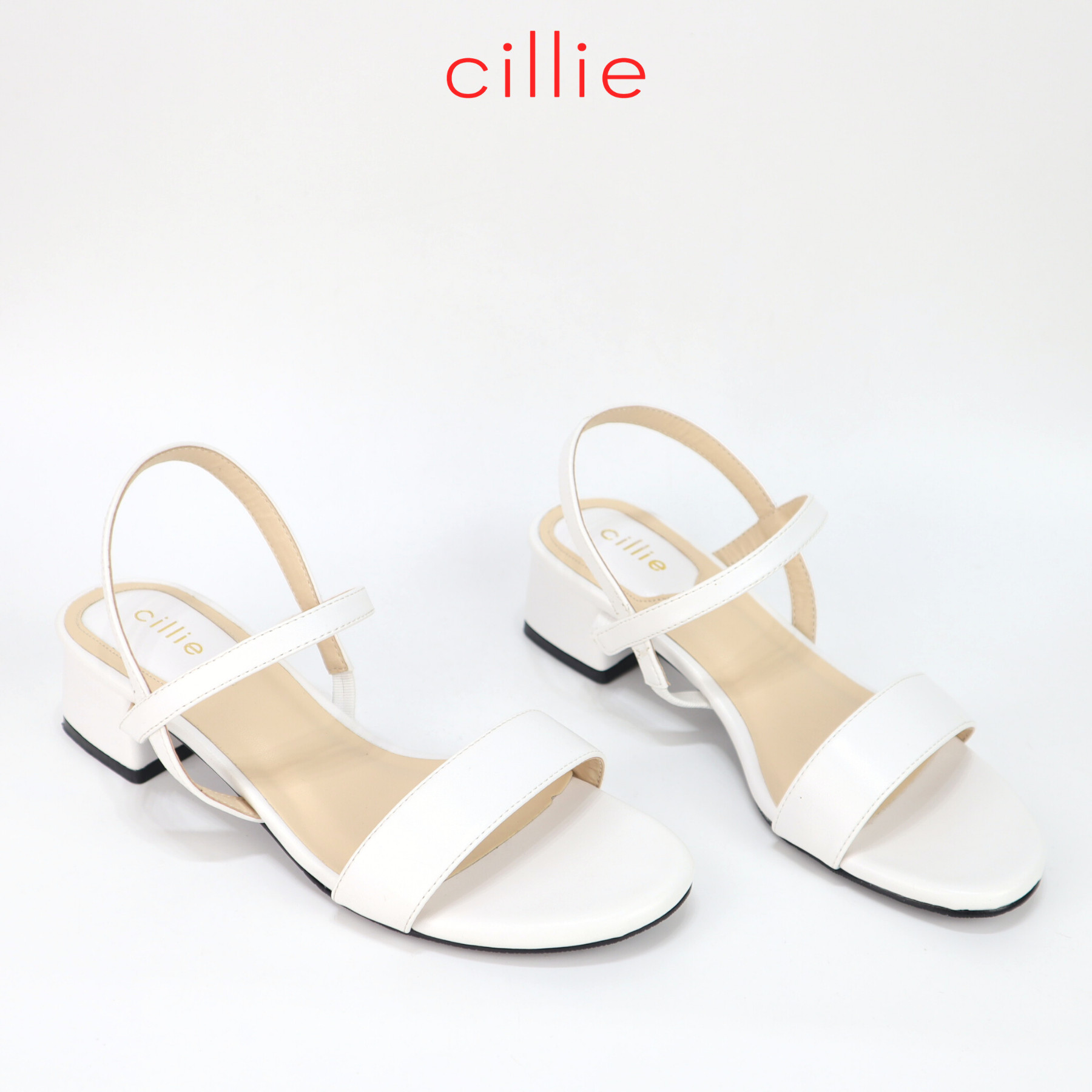 Giày sandal nữ quai ngang gót vuông cao 3cm Cillie 1011