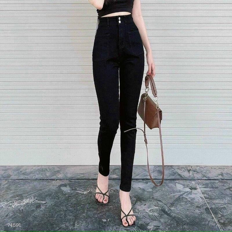 QUẦN JEANS LƯNG CAO RÁCH GỐI