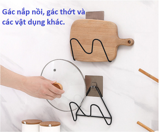 Giá treo nắp vung nồi bằng Sắt tiện dụng, Kệ để nắp nồi gắn tường tiện lợi cho nhà bếp GD313-GiaTreoNap