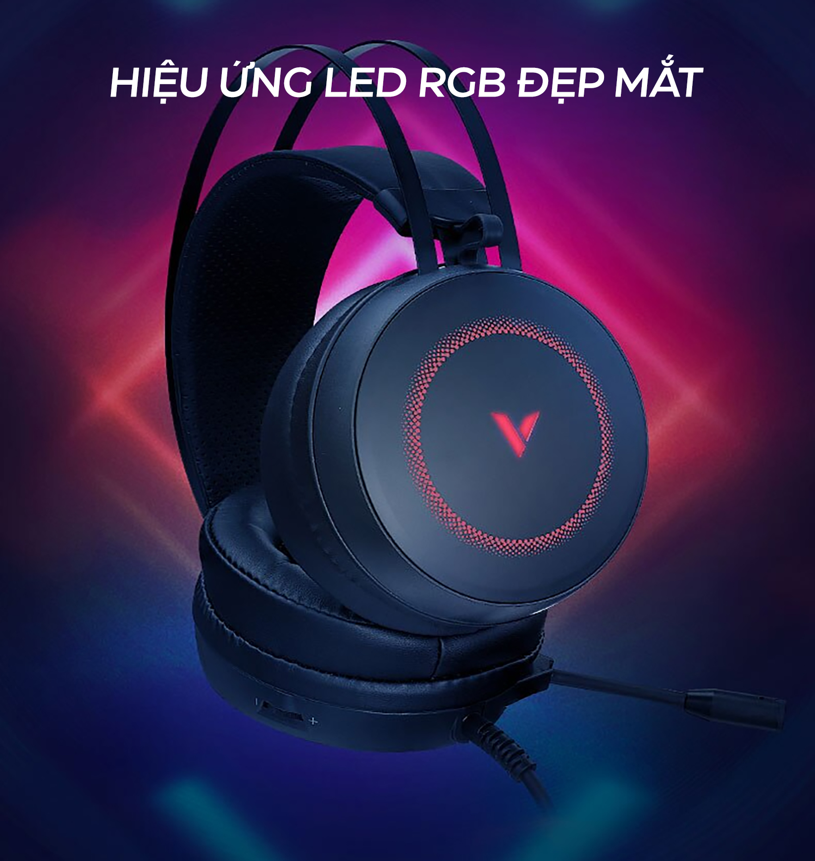 Tai nghe chụp tai Rapoo VH160 Gaming Led RGB có Micro kết nối USB - Hàng chính hãng Nam Thành phân phối