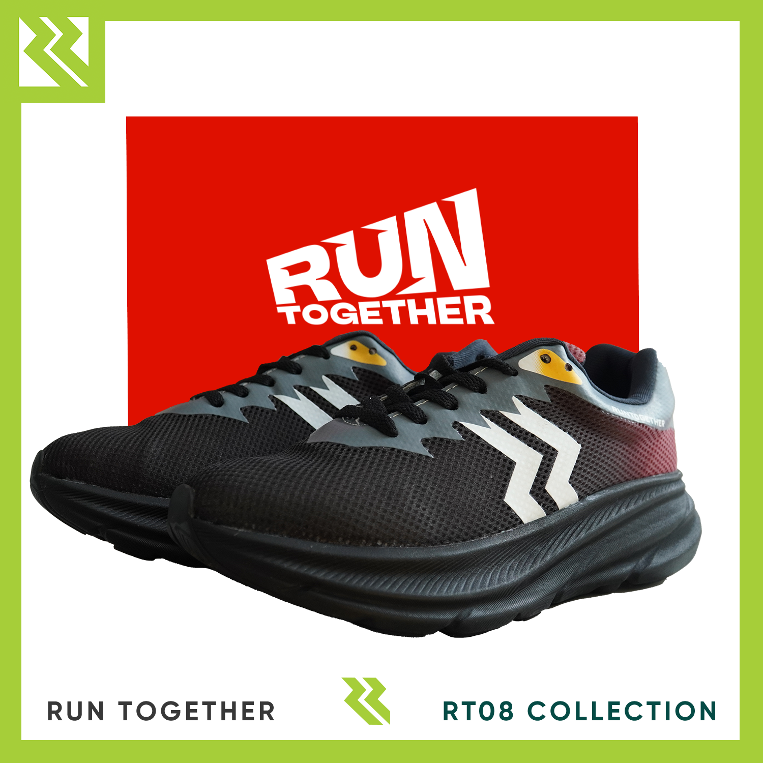 Giày Sneaker Thể Thao Thời Trang - Run Together RT08 - Màu: Đỏ Đen