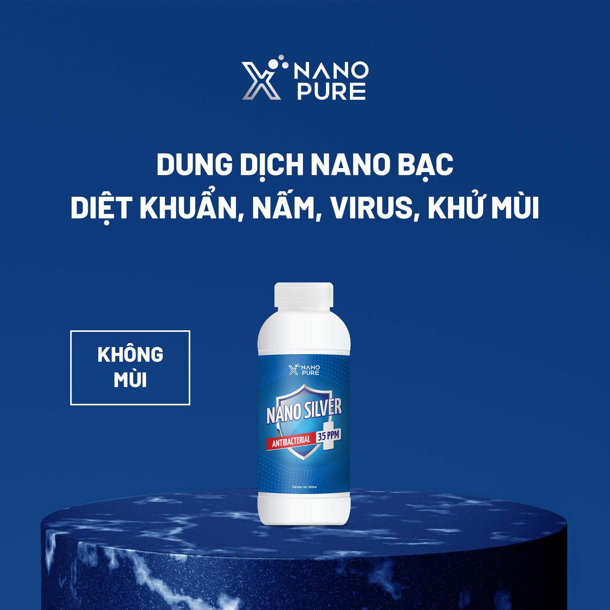 DUNG DỊCH NANO BẠC DIỆT KHUẨN NANO XPURE ANTIBACTERIAL 35PPM 1 LÍT-DÙNG CHO MÁY PHUN SƯƠNG-KHỬ KHUẨN, KHỬ MÙI, DIỆT KHUẨN-NANO SILVER AHT CORP (AHTC)