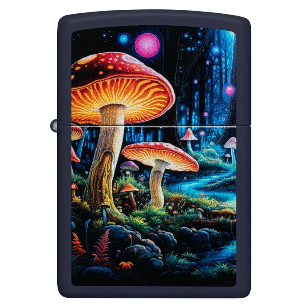 Bật Lửa Zippo Black Light Mushroom Design 46947  - Thiết Kế Rừng Nấm Phát Sáng UV - Hàng Chính Hãng Mỹ