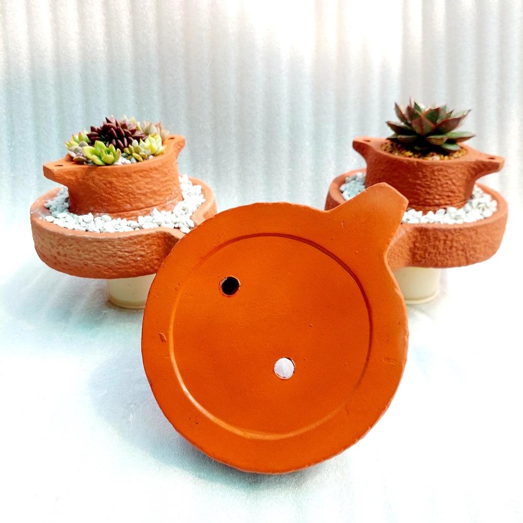 Chậu đất nung - Cối xoay, miệng chậu 10cm, chiều cao 10cm