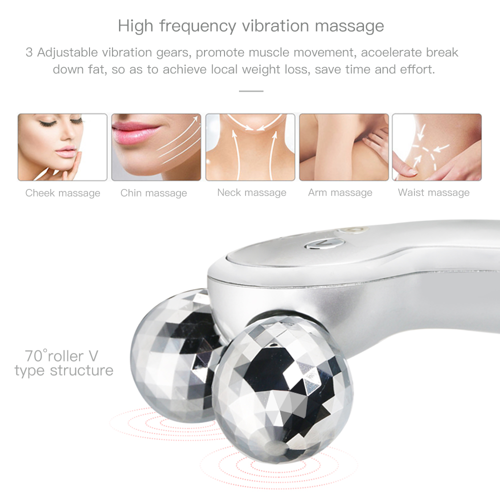 UbodyOasis Dụng cụ làm đẹp nâng cơ và săn chắc khuôn mặt V-face Máy mát xa mặt con lăn 3D Máy mát xa cơ thể rung điện siêu nhỏ