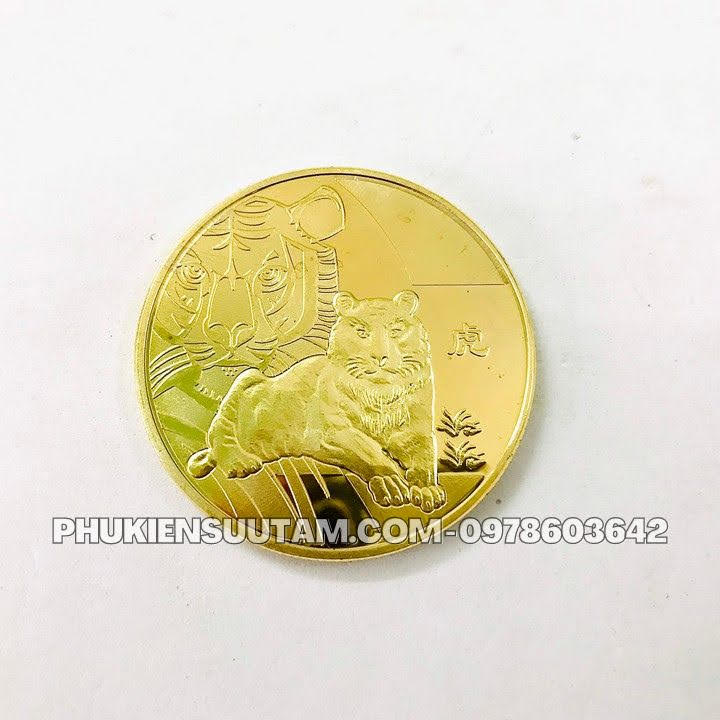 Xu 12 Con Giáp Tuổi Dần, đường kính: 4cm, màu vàng - SP005819
