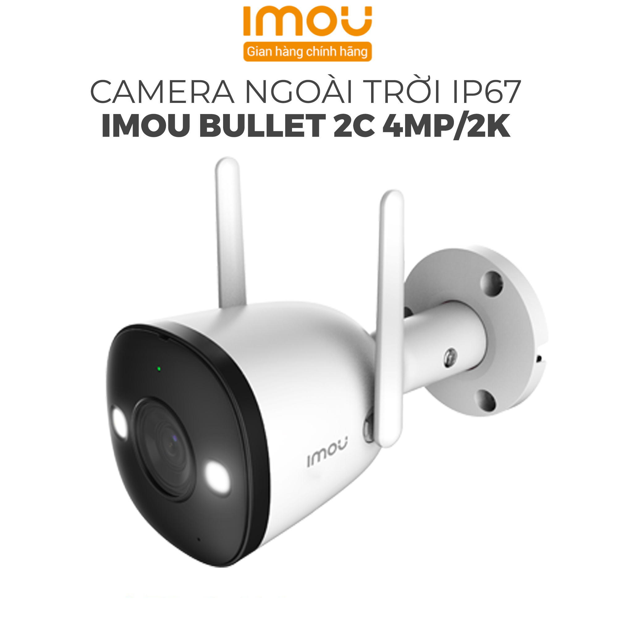 Camera IMOU Bullet 2/2C/2E (IPC-F42) Camera Ngoài Trời, Chống nước IP67, Chuẩn nén H265, Theo dõi chuyển động, Quay Màu ban đêm