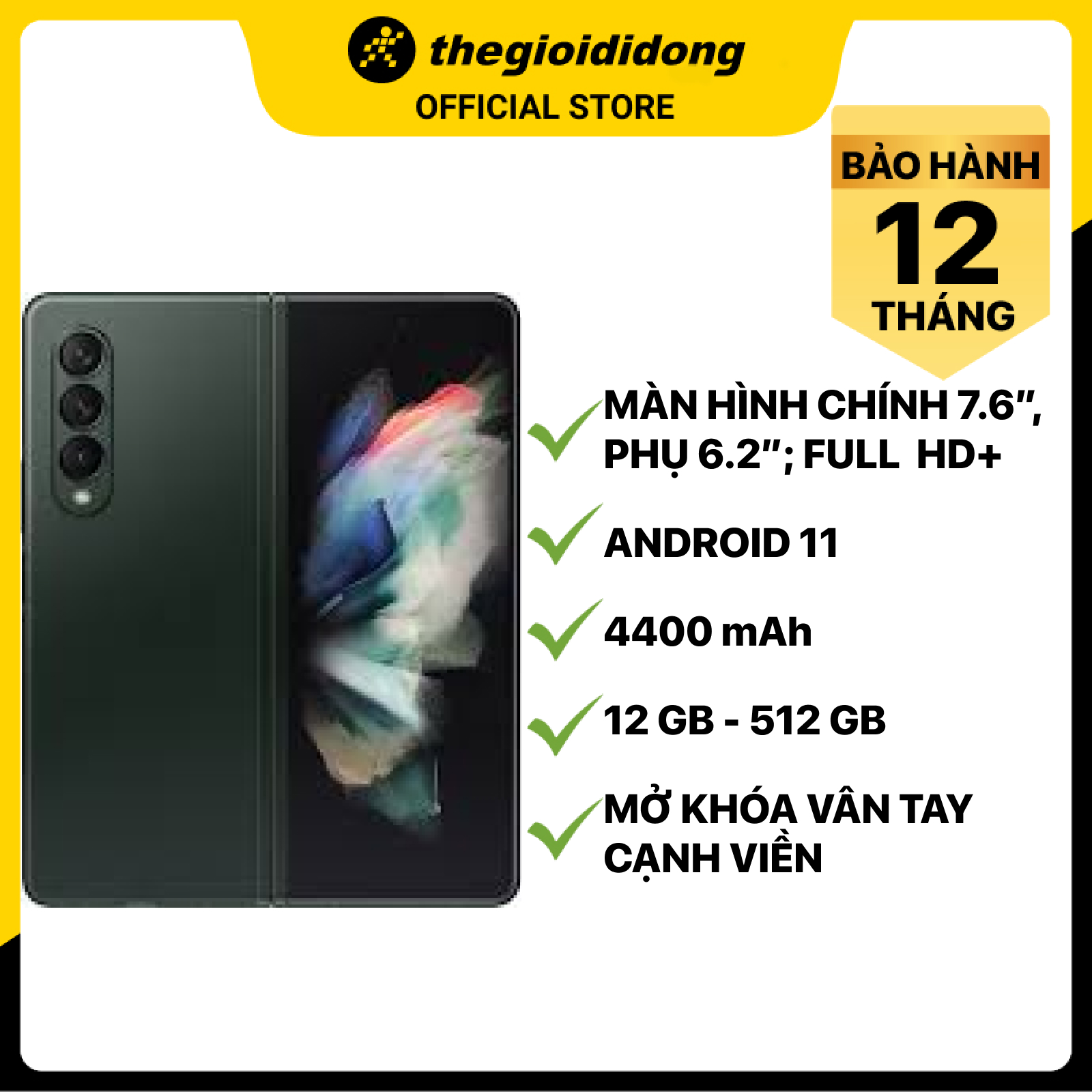 Điện thoại Samsung Galaxy Z Fold3 5G (12GB/512GB) - Hàng chính hãng