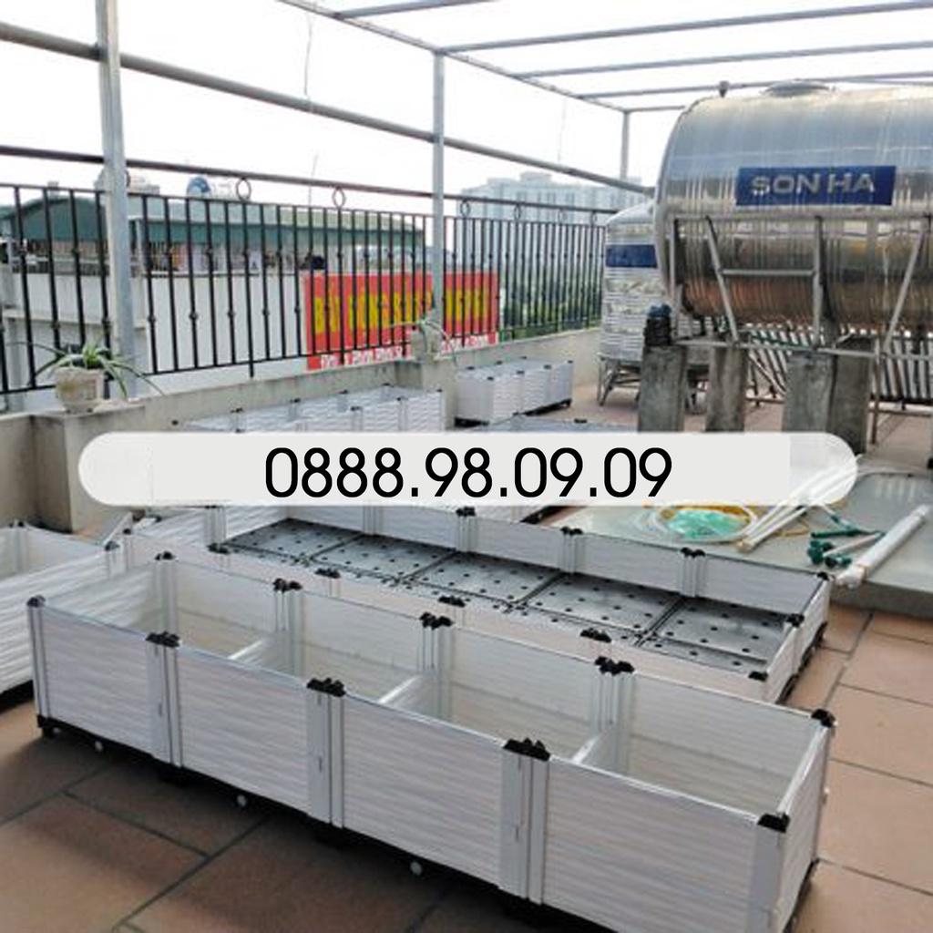 Chậu trồng rau lắp ghép. KT 200x50 cao 39 cm.Đáy thoát nước chống ngập úng.Sang trọng- Bền hơn 10 năm.