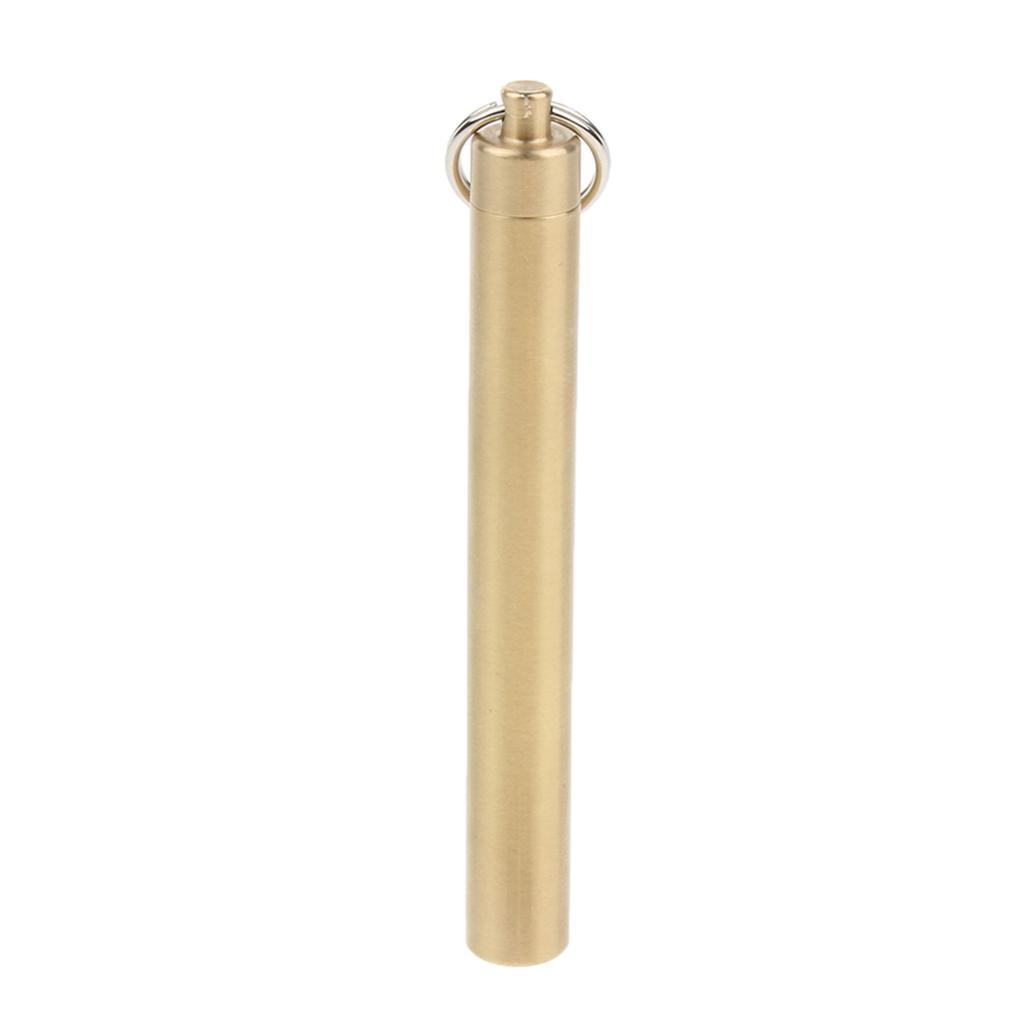 Waterproof Brass Pocket Toothpick Holder Mini Ear Pick Box Keychain Pill Capsule Case