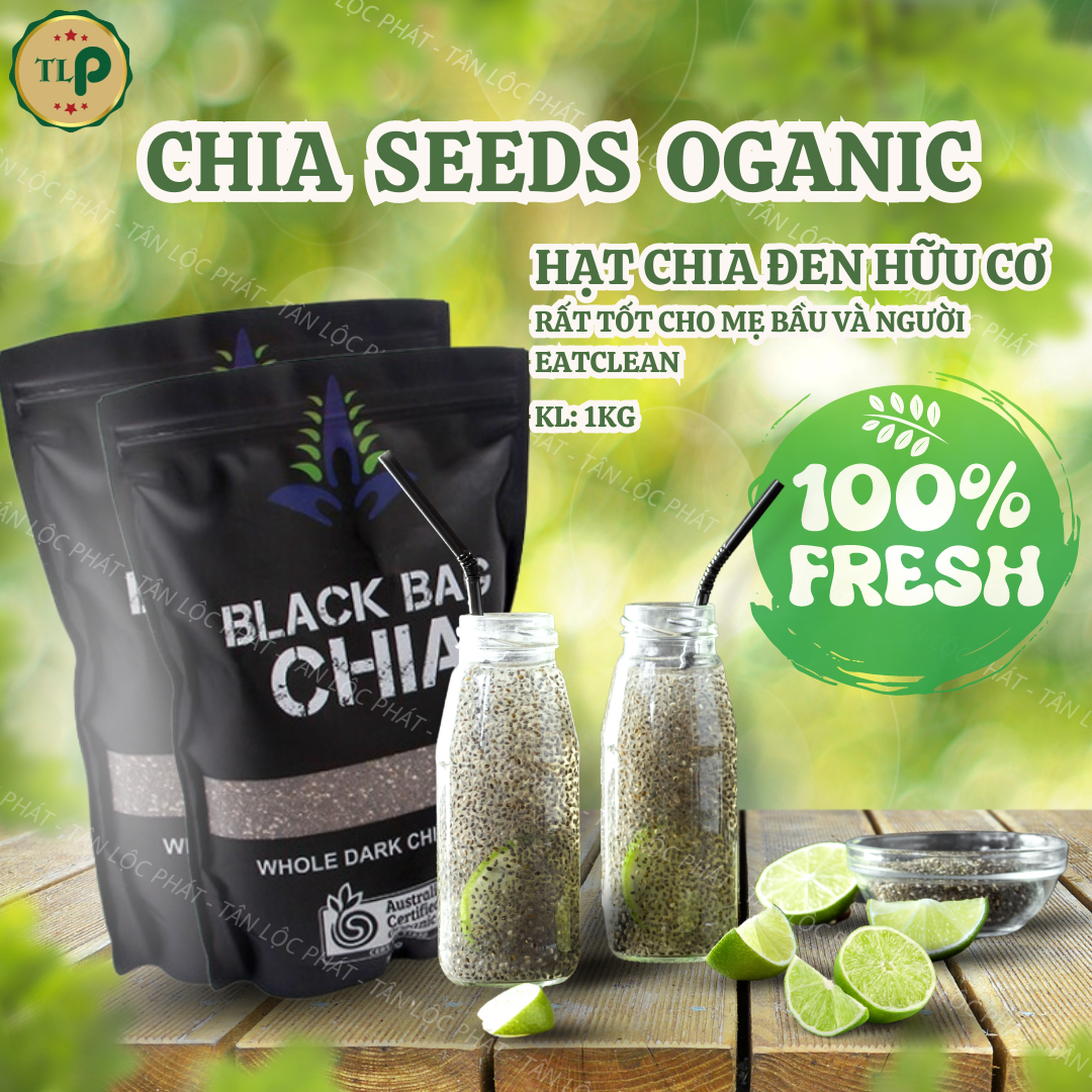 Hạt Chia Úc BLACK BAG chính hãng Hữu Cơ chuẩn Oganic ( 1kg - gồm 2 Gói 500g)