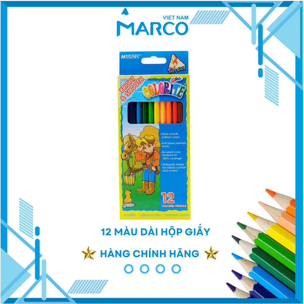 Hộp Bút Chì Màu Marco Colorite - 12/24 Màu - Hộp Giấy Phù Hợp Cho Trẻ Em