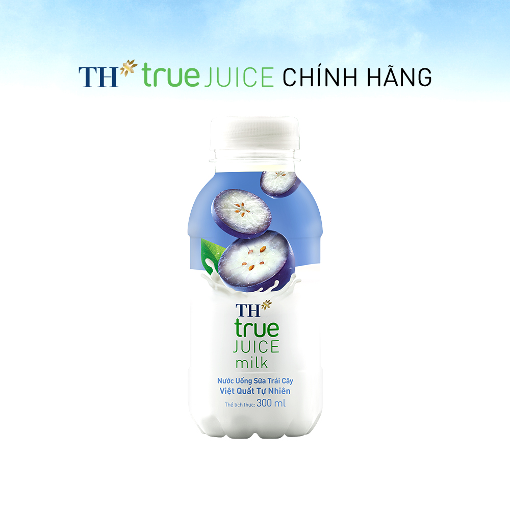 Thùng 24 chai nước uống sữa trái cây việt quất tự nhiên TH True Juice Milk 300ml