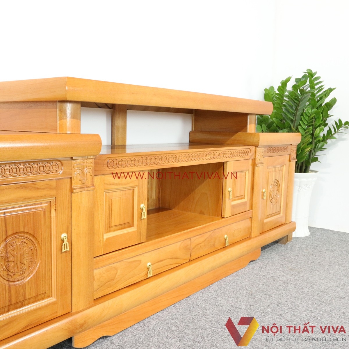 Kệ Tivi Gỗ Gõ Đỏ 2 Tầng Sang Trọng Đẹp Giá Rẻ