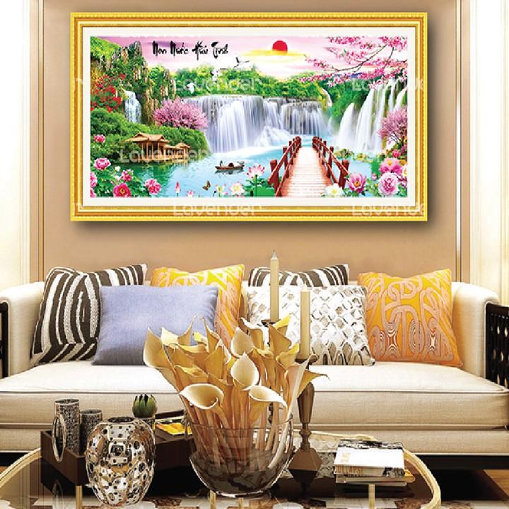 Tranh thêu non nước hữu tình LV3321 - kích thước: 160 * 75cm.