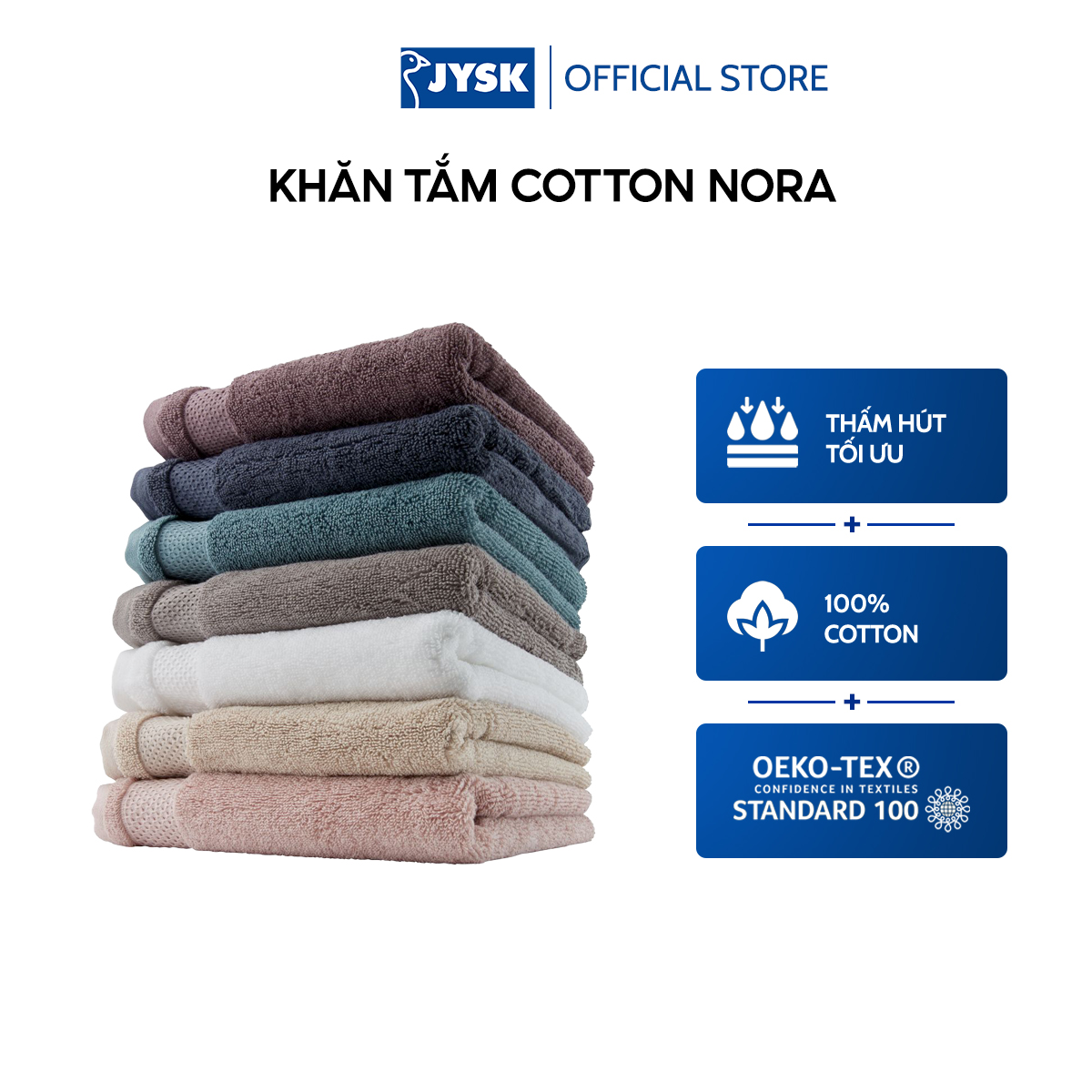 Khăn tắm cotton | JYSK Nora | 50x100cm | Nhiều màu