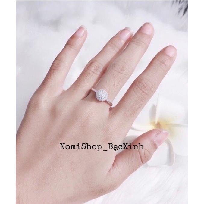 Nhẫn Bạc cầu đá 8ly, Điểm đá nhỏ li ti tạo điểm nhấn cho nhẫn long lanh nhẹ nhàng xinh xắn - Shop Bạc Nomi