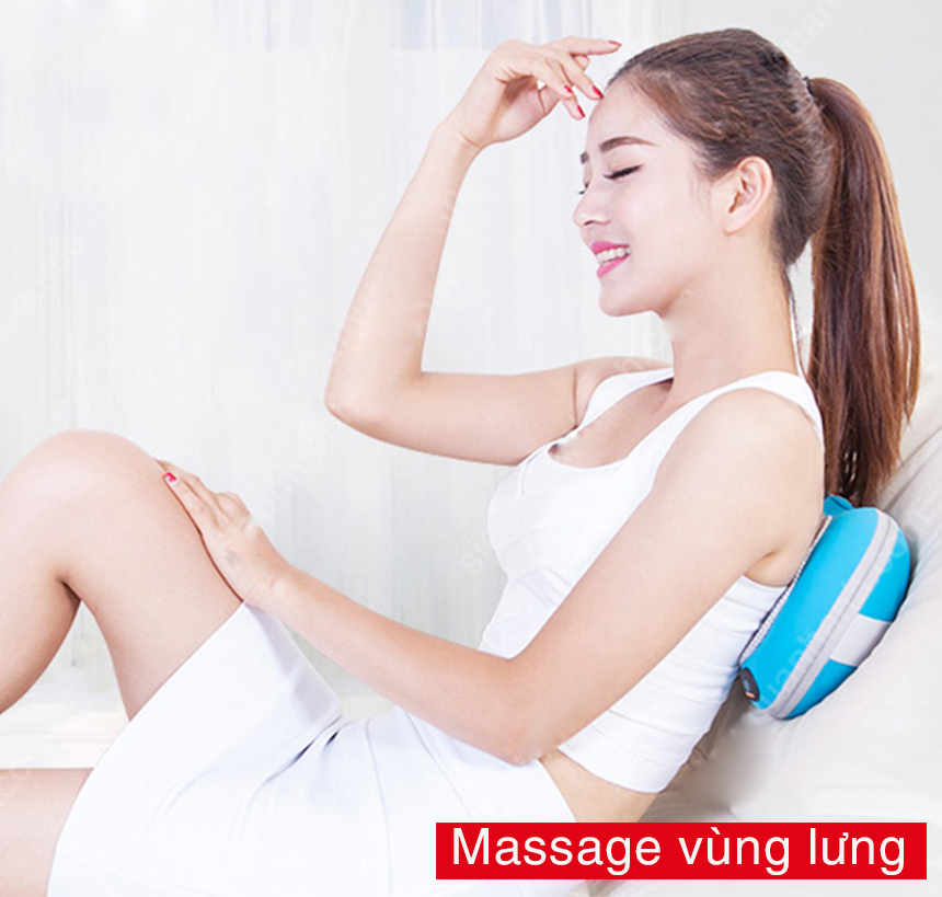 Combo Gối massage OKIA eFancy Pro + Máy Massage Toàn Thân Cầm Tay OKIA eVis Mobile