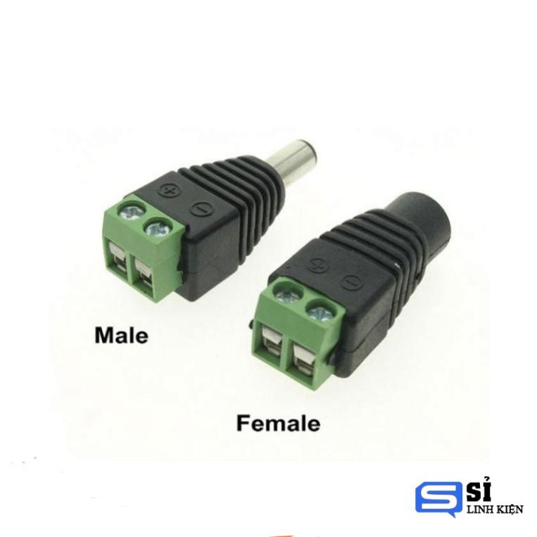 Jack nối Nguồn DC 5.5x2.1mm Đực / Cái - Cổng Domino 2P - Hàng loại Tốt