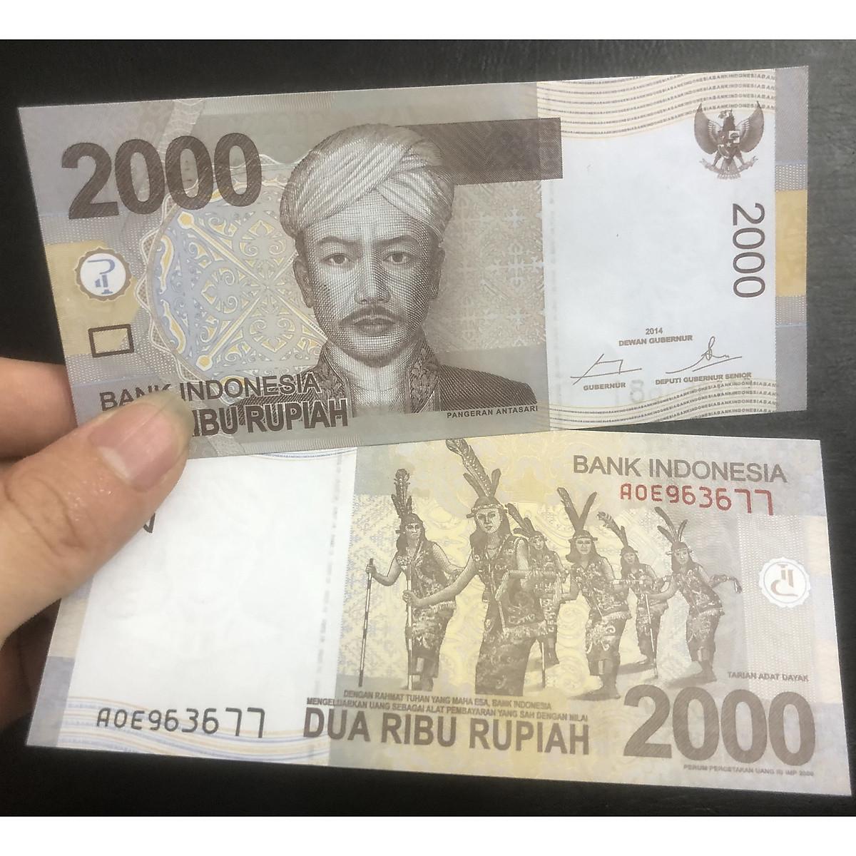 Tiền 2000 Rupiah Indonesia, có phơi bảo quản sang trọng đi kèm