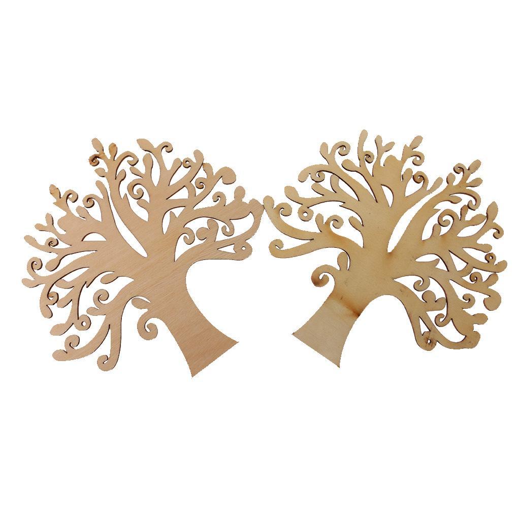 10 Pieces Unpainted Blank Wood Wooden Tree Embellishments for DIY Crafts