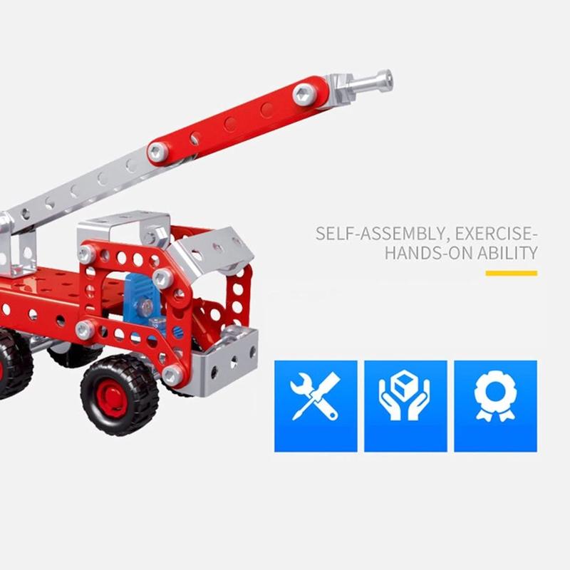 Đồ Chơi Giáo Dục STEM - Metal Bricks 4in1 - 4 Phương Tiện Biến Hình Cứu Hỏa Siêu Bền 1202